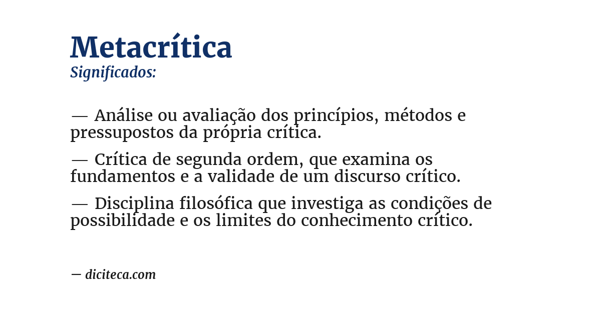 Significado de metacrítica