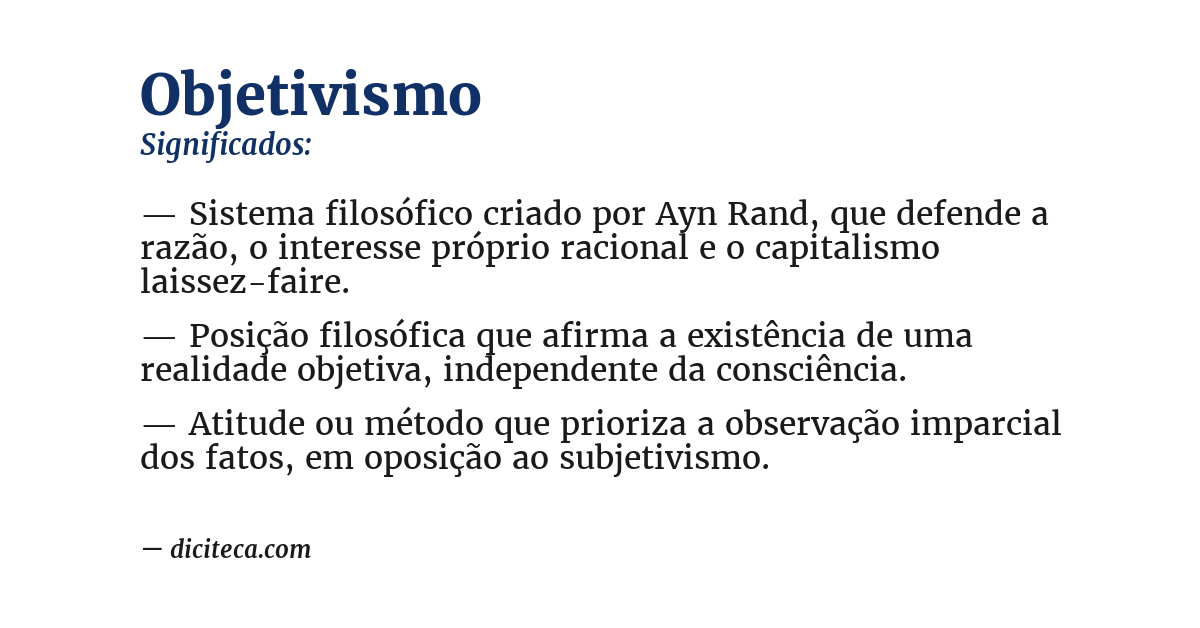 Significado de objetivismo