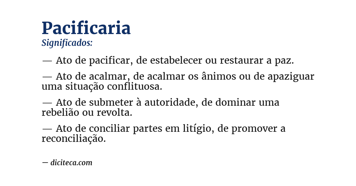 Significado de pacificaria