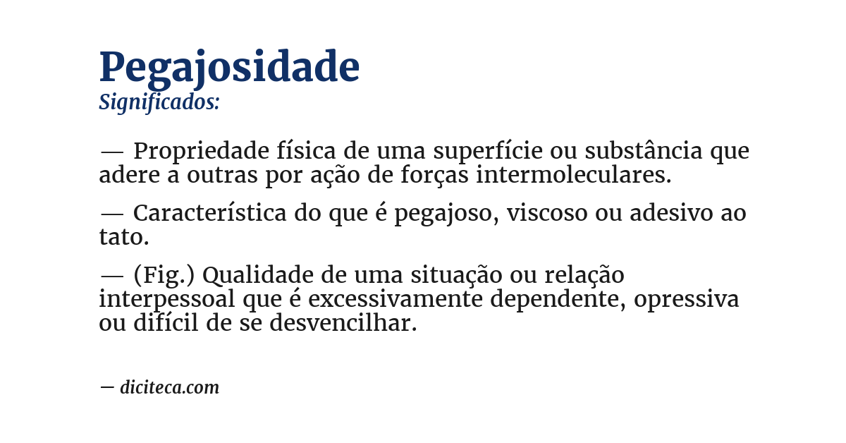 Significado de pegajosidade