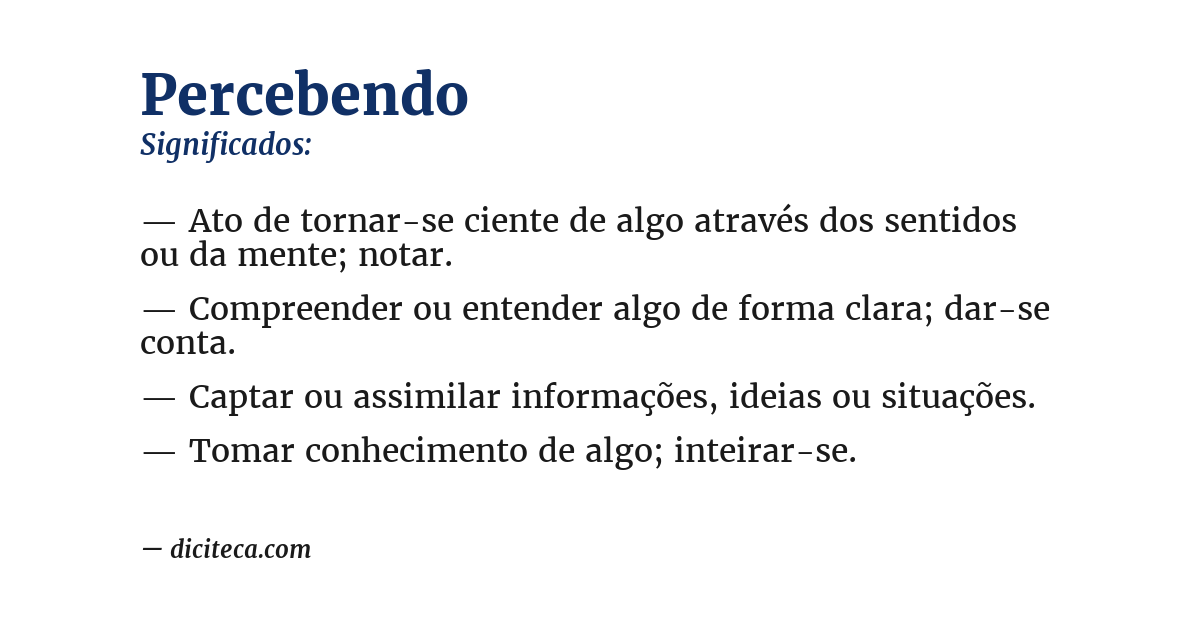 Significado de percebendo