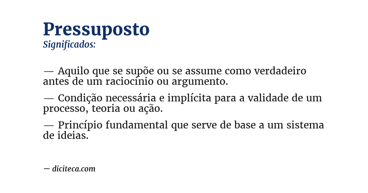 Significado de pressuposto