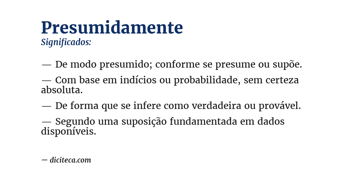 Significado de presumidamente