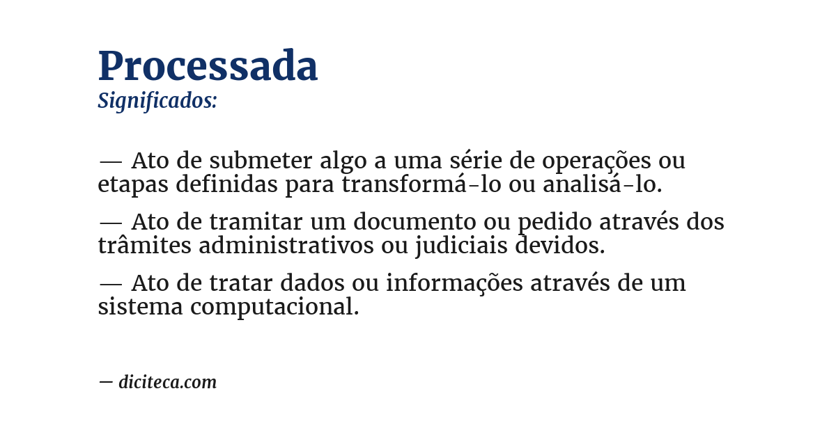 Significado de processada