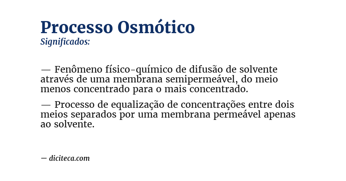 Significado de processo osmótico