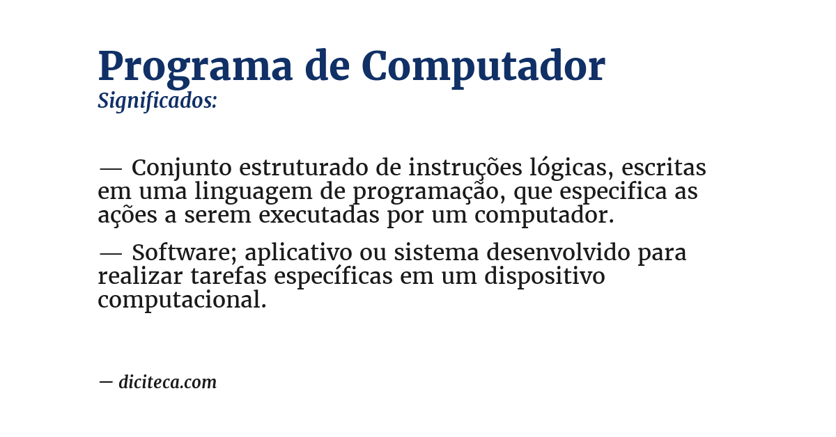 Significado de programa de computador