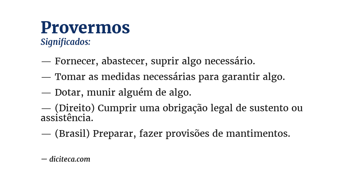Significado de provermos