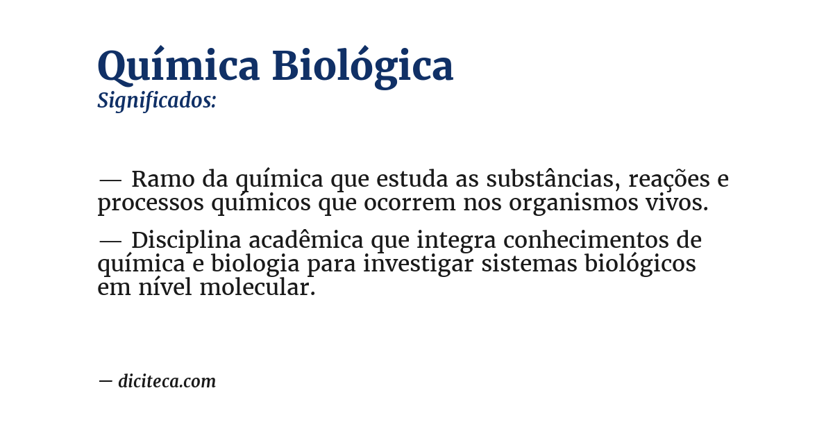 Significado de química biológica