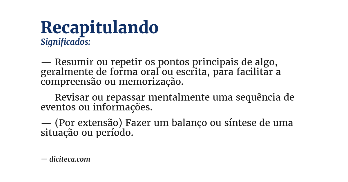 Significado de recapitulando