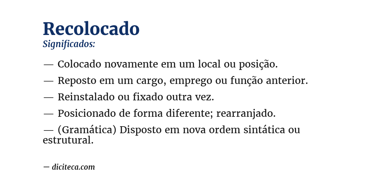 Significado de recolocado