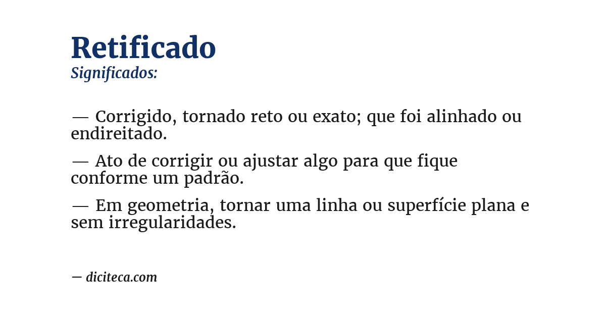 Significado de retificado
