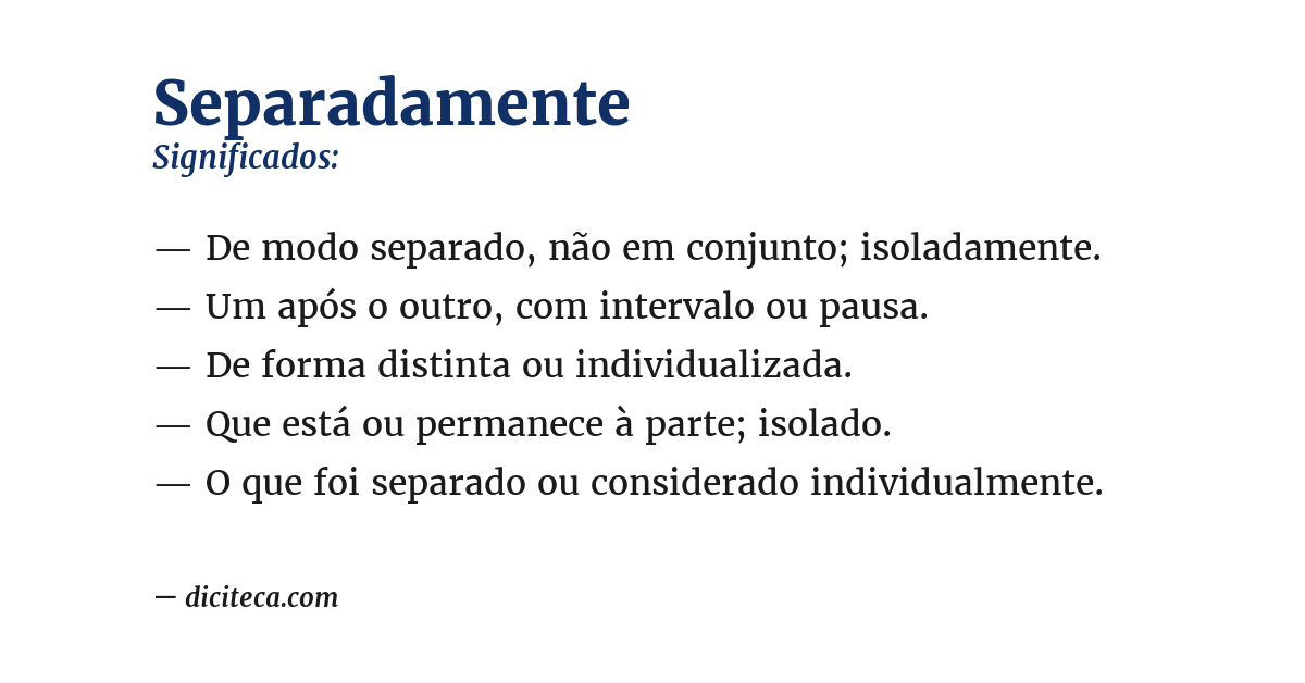 Significado de separadamente