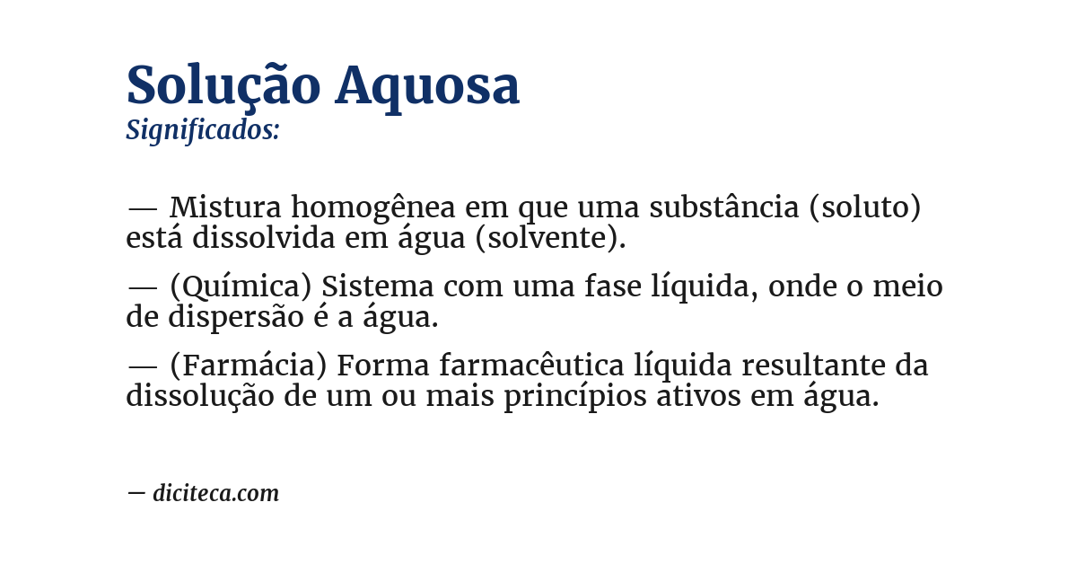 Significado de solução aquosa