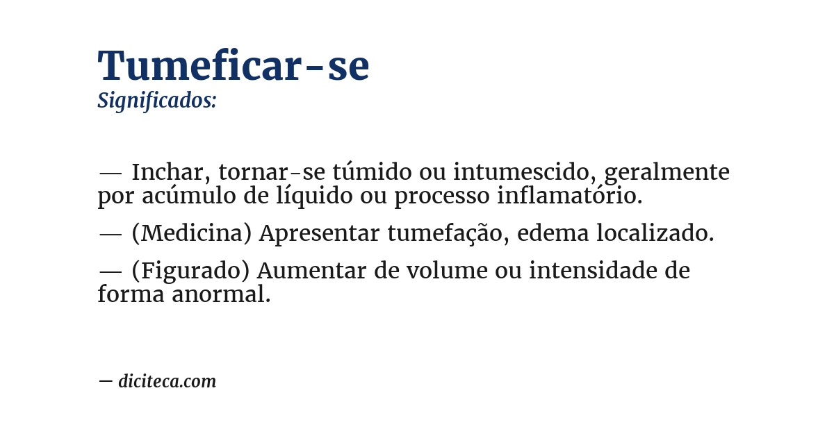Significado de tumeficar-se