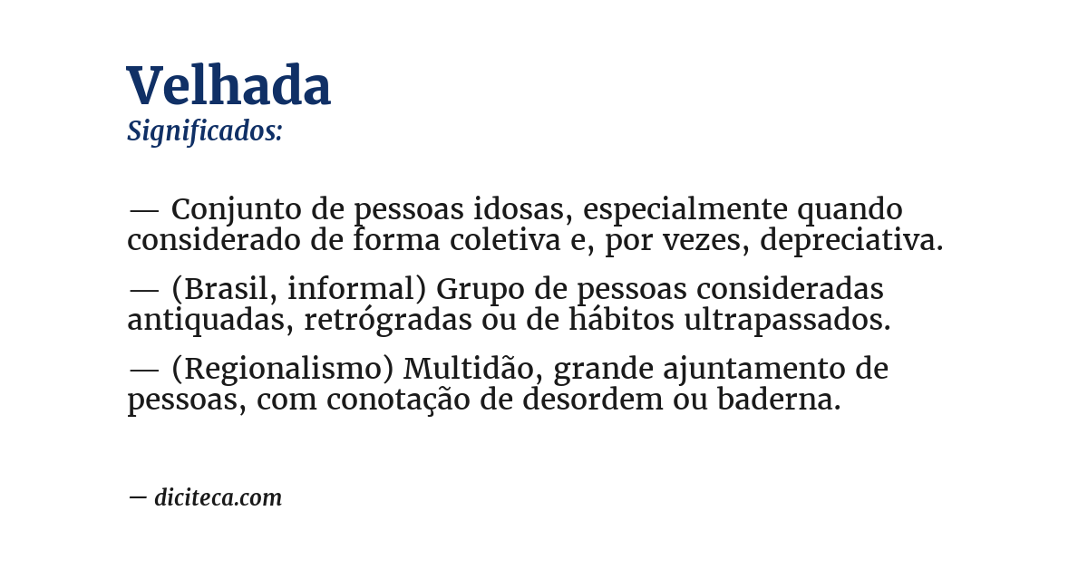 Significado de velhada