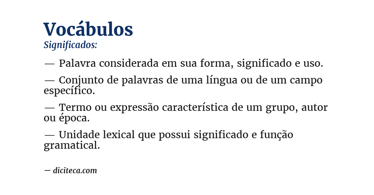 Significado de vocábulos