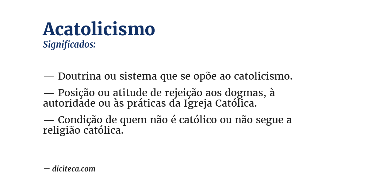 Significado de acatolicismo