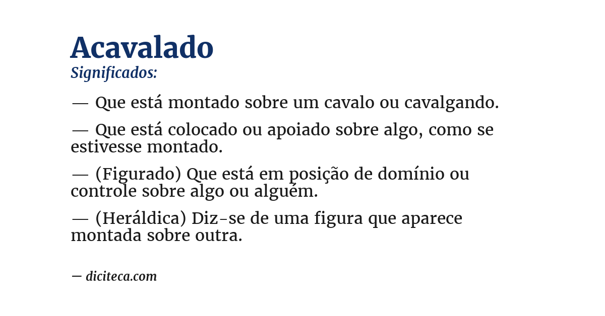 Significado de acavalado