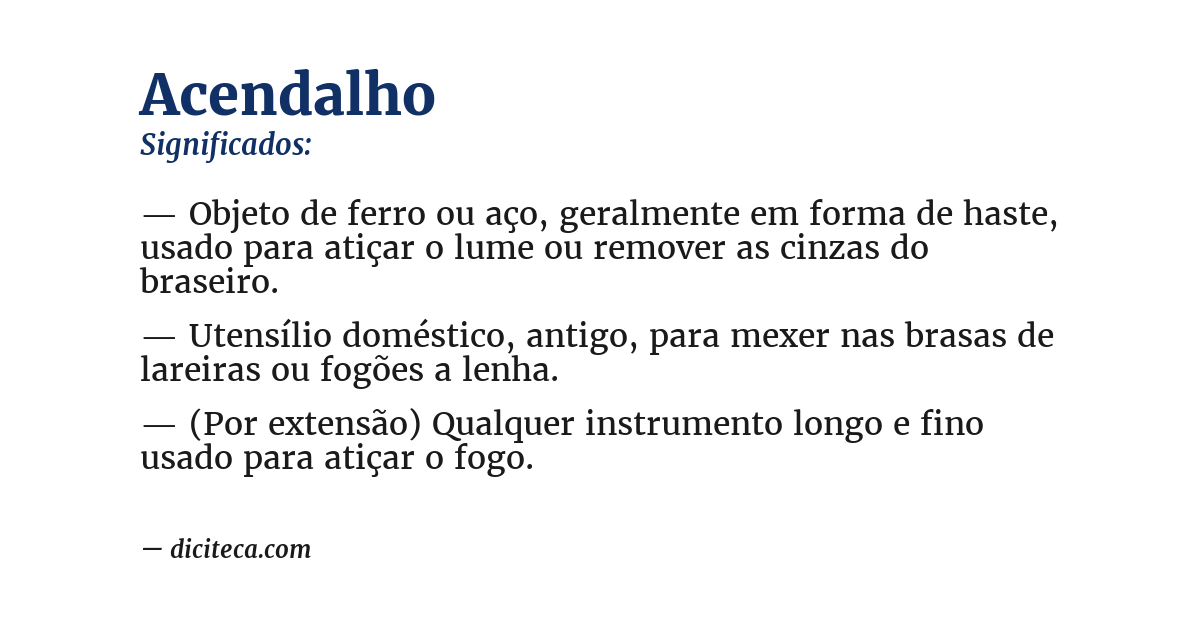 Significado de acendalho