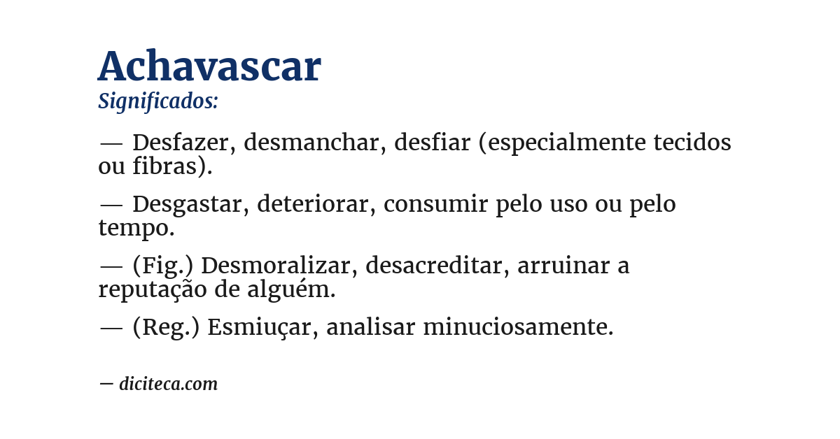Significado de achavascar