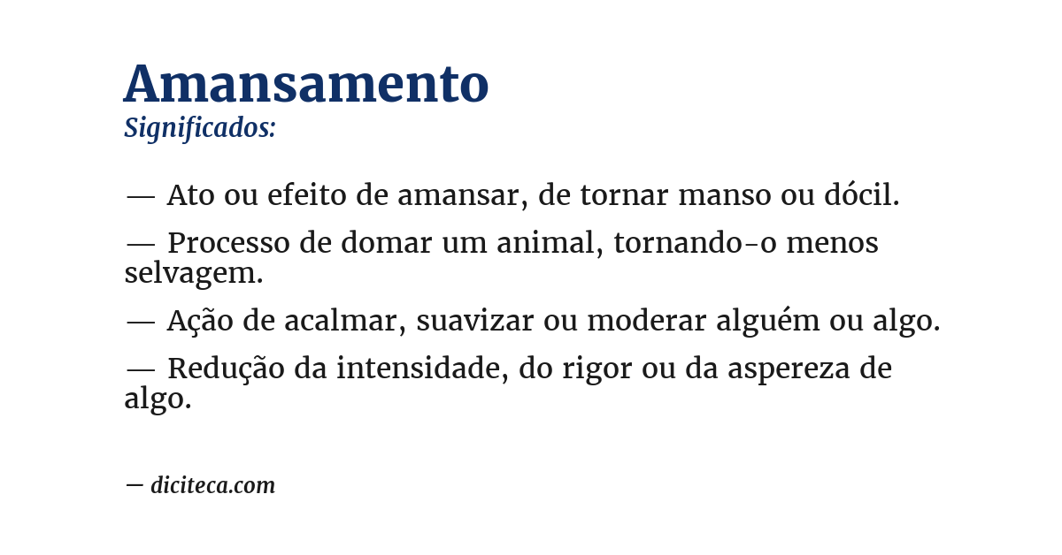 Significado de amansamento