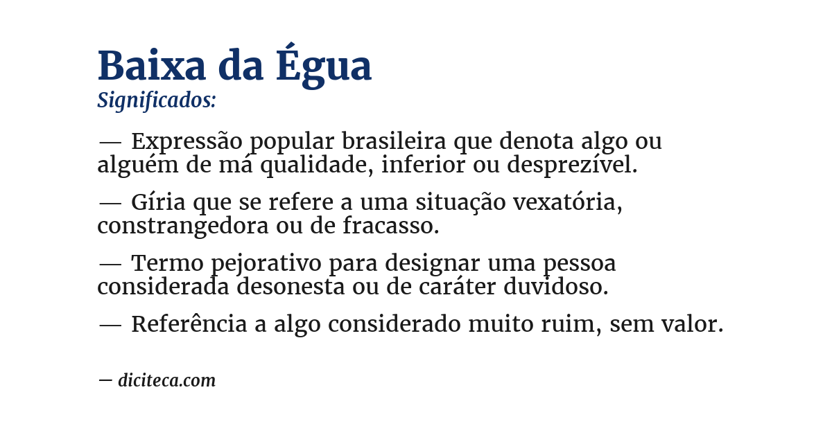 Significado de baixa da égua