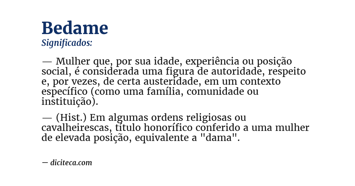 Significado de bedame