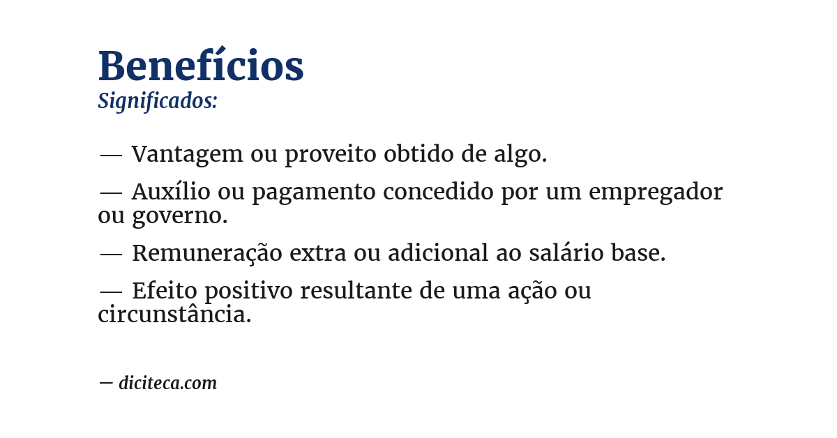 Significado de benefícios