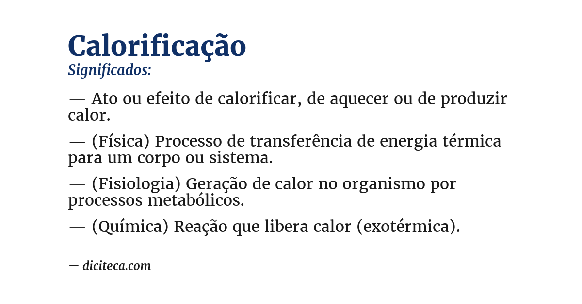 Significado de calorificação