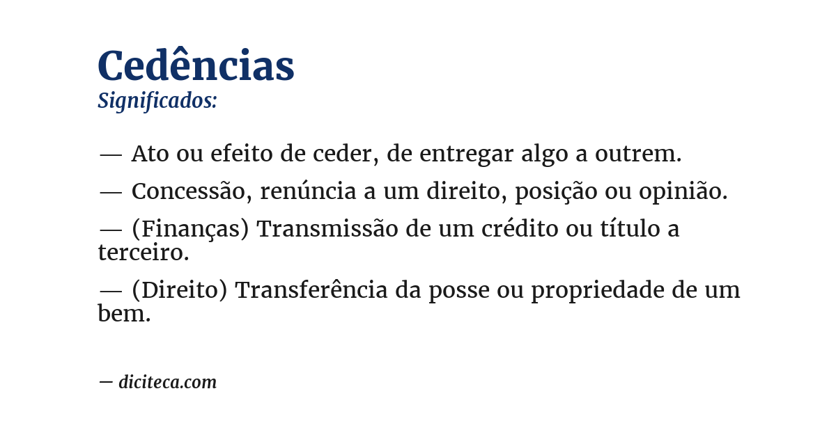 Significado de cedências