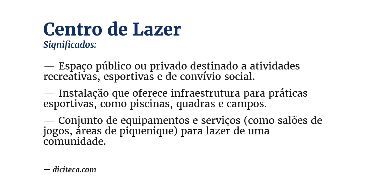 Significado de centro de lazer