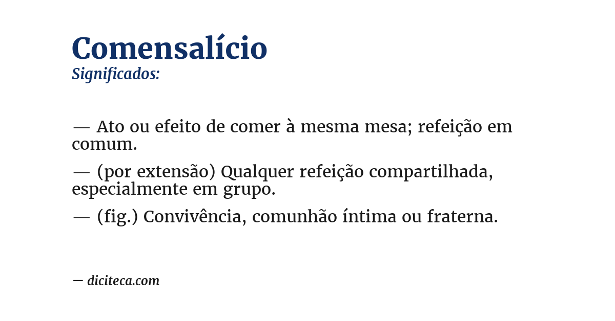 Significado de comensalício