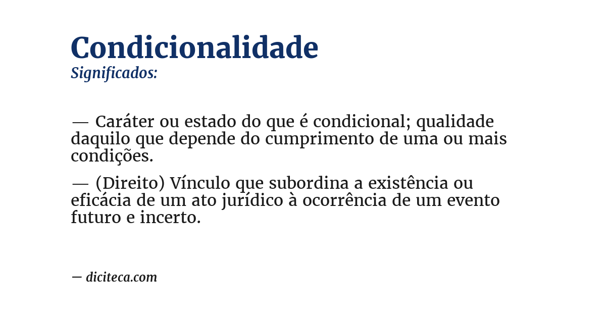 Significado de condicionalidade
