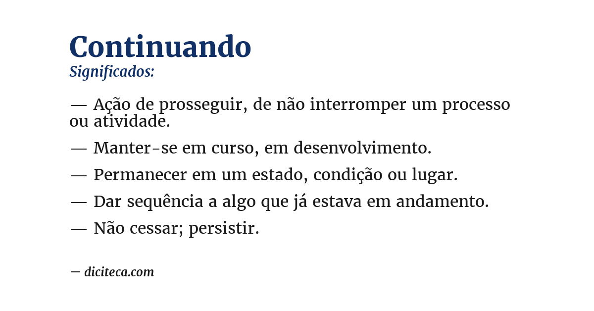 Significado de continuando