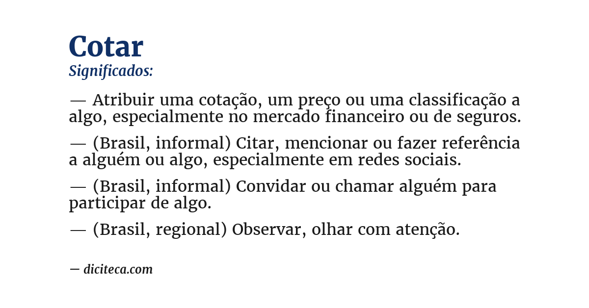 Significado de cotar