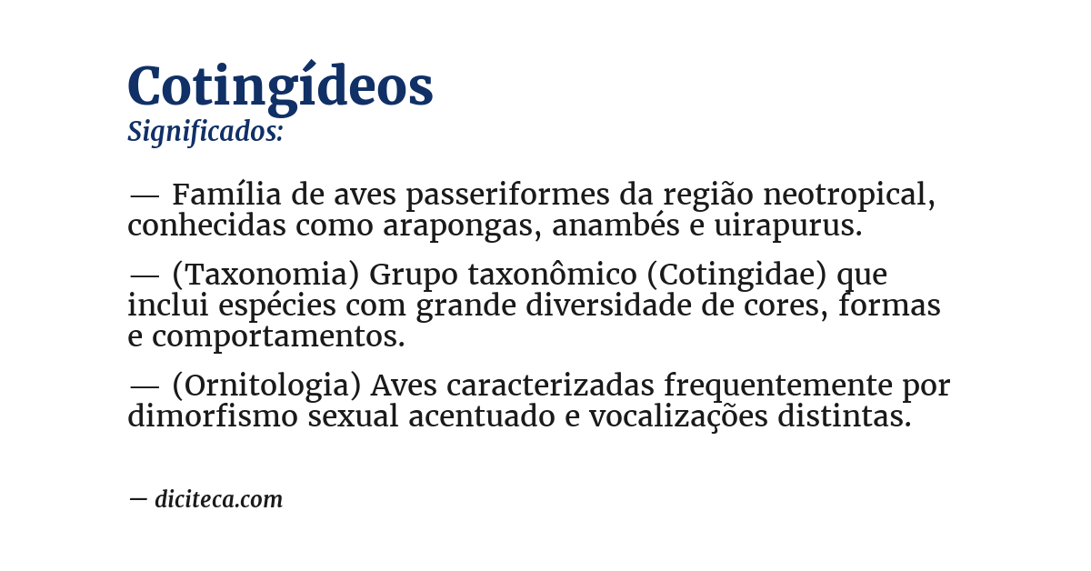 Significado de cotingídeos