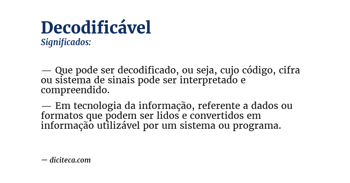 Significado de decodificável
