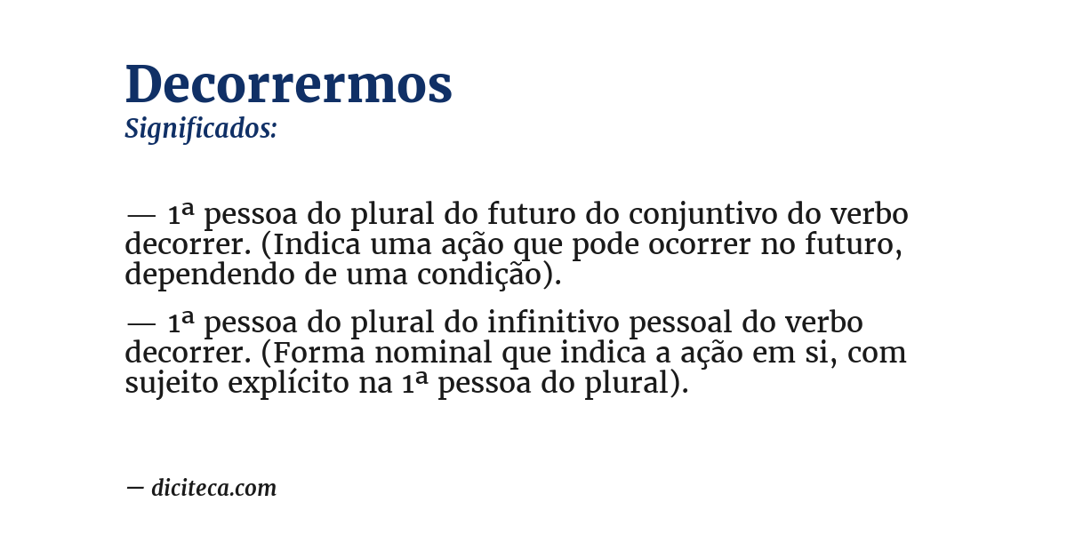 Significado de decorrermos