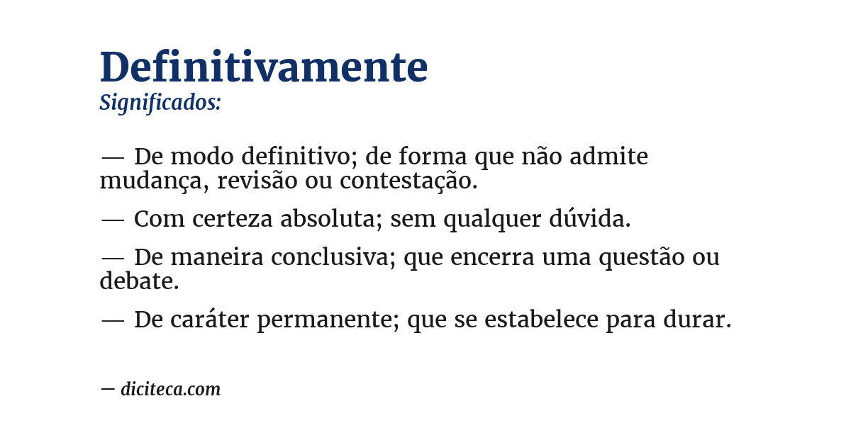 Significado de definitivamente