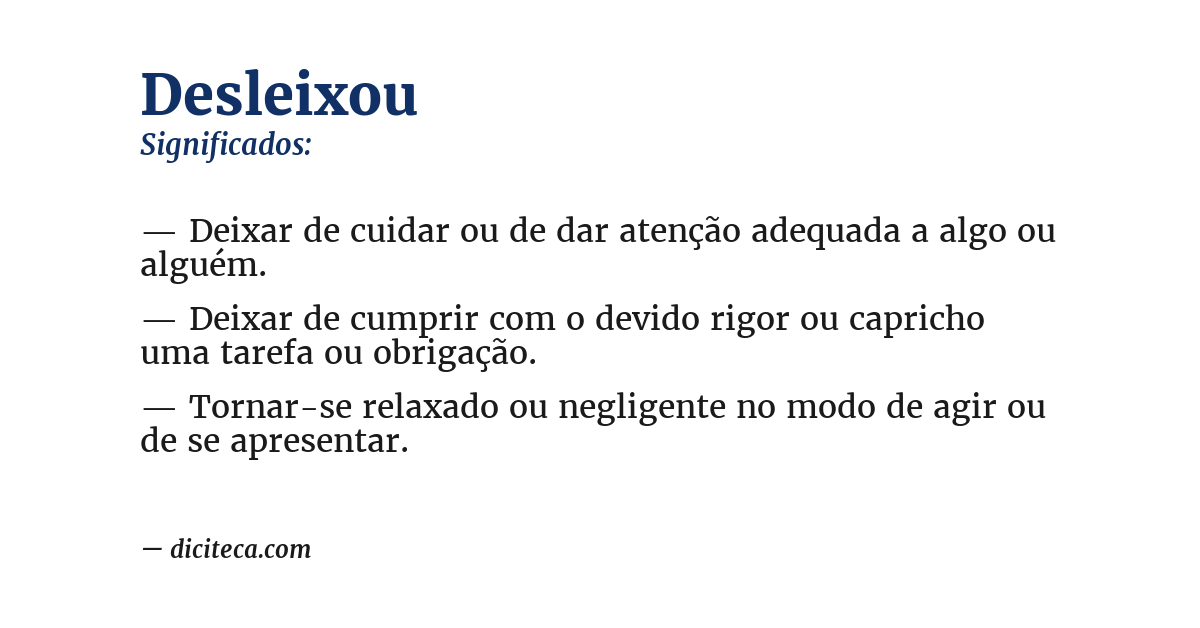Significado de desleixou