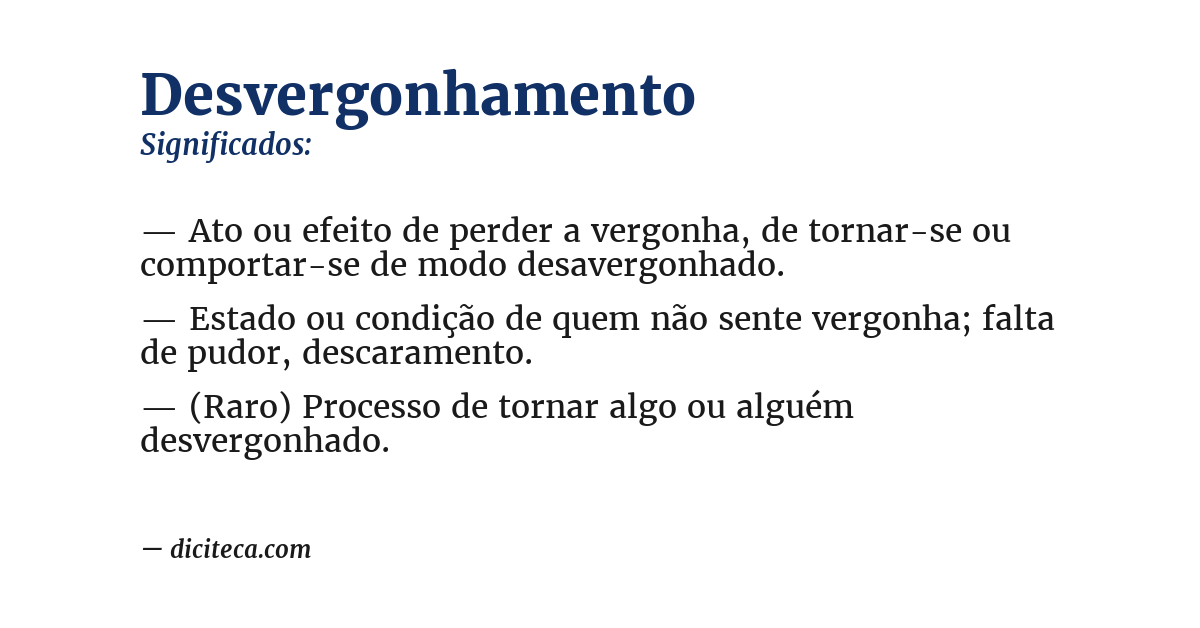 Significado de desvergonhamento