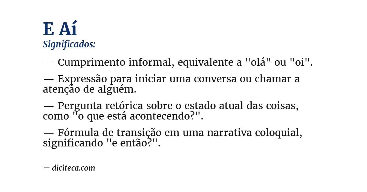 Significado de e aí