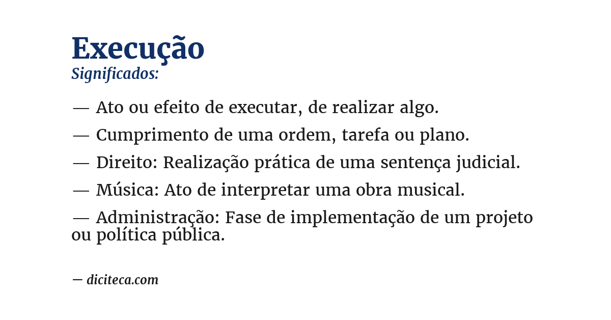Significado de execução