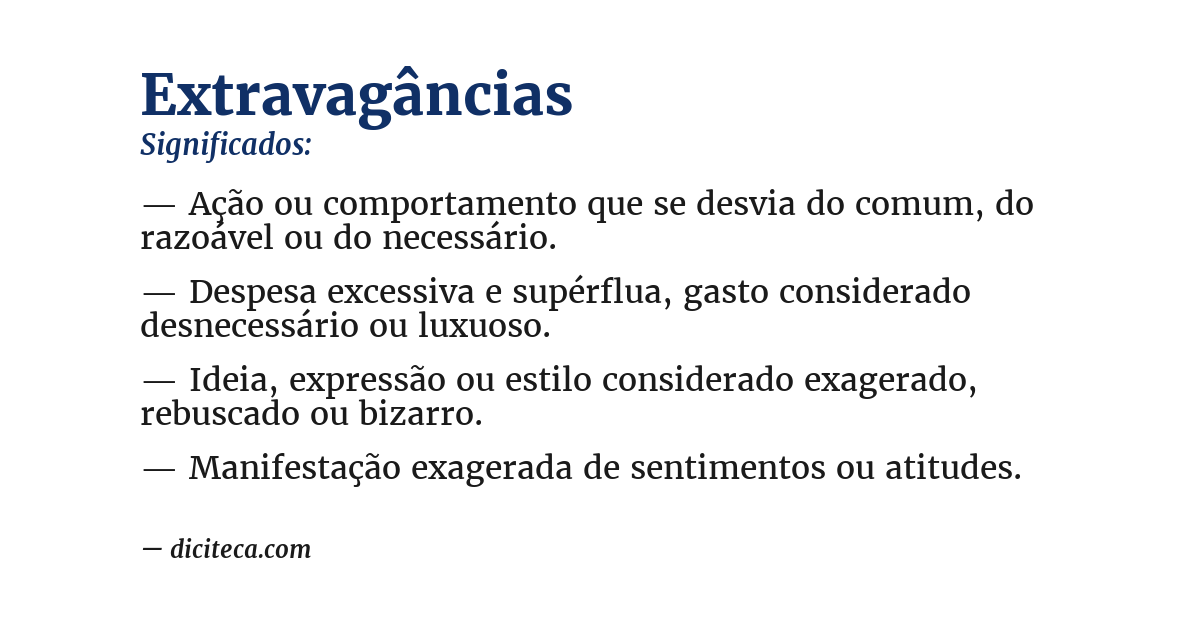 Significado de extravagâncias