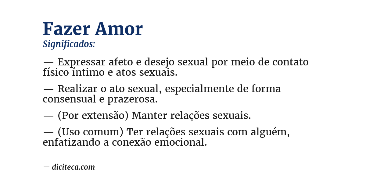 Significado de fazer amor