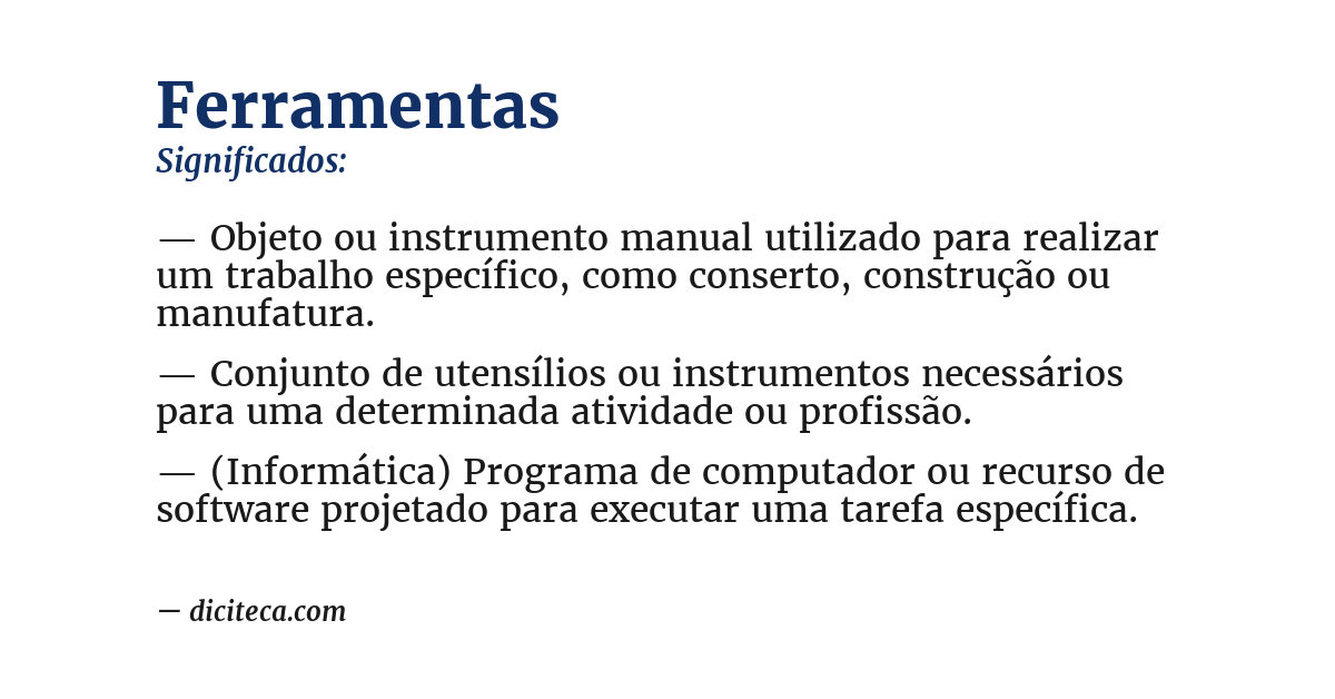 Significado de ferramentas