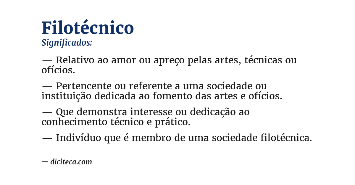 Significado de filotécnico
