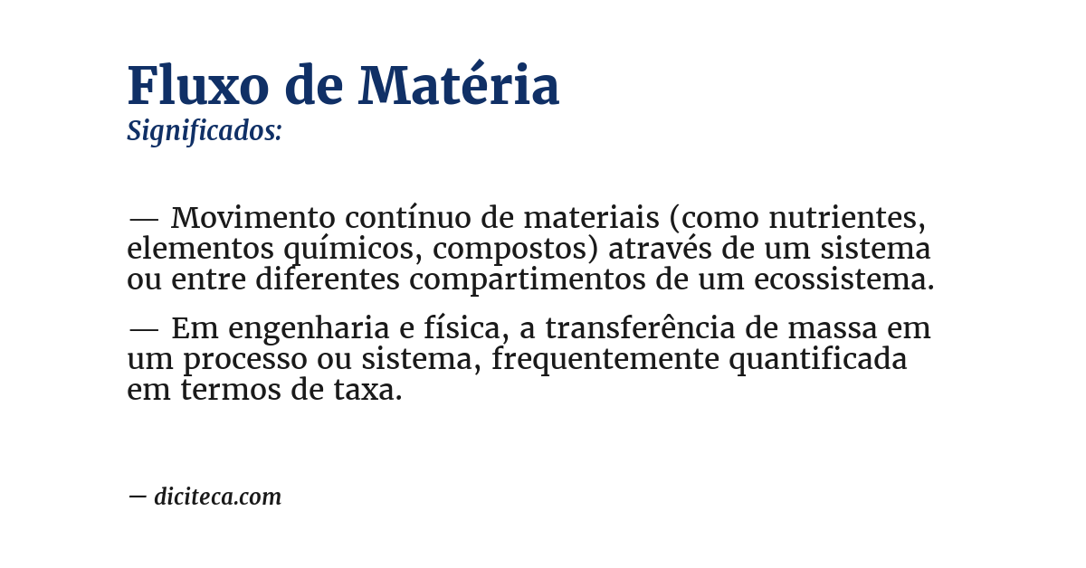 Significado de fluxo de matéria
