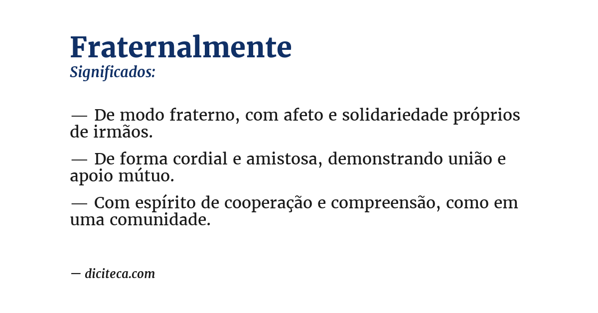 Significado de fraternalmente