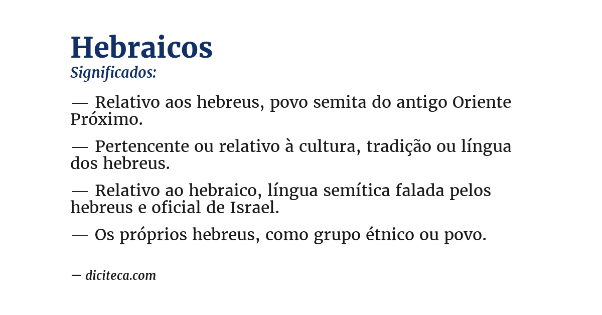 Significado de hebraicos